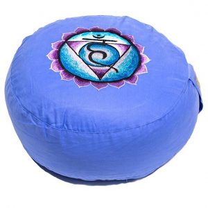Coussin de Méditation VISHUDDA "5ème Chakra" bleu brodé