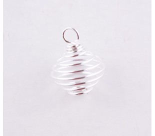 Spirale- cage en métal argenté pour pierre-Minéraux - 20/30 mm - boutique La Porte des Secrets