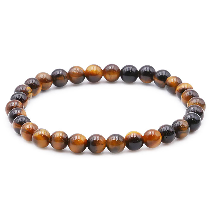 Bracelet Oeil De Tigre Pierre Naturelle 6mm 19cm Élastique