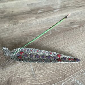 Porte encens GANESH en métal sculpté argenté