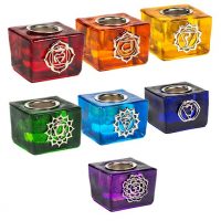 Bougeoirs en verre couleur des 7 chakras
