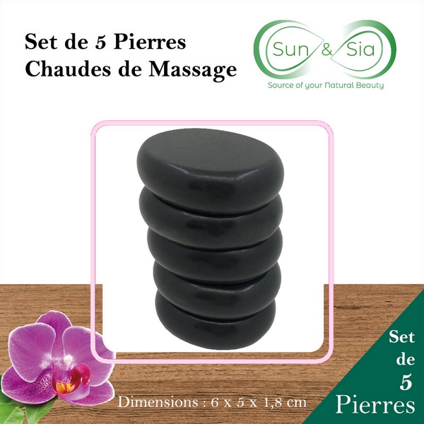 Kit 5 Pierres Chaudes de Massage en Basalte Naturel – Pierres Volcaniques pour Massage Relaxant, Spa et Thérapie Hot Stone - Boutique La Porte des Secrets