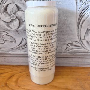 Bougie Neuvaine prière Vierge Miraculeuse 100h cire 100% naturelle boutique ésotérique La Porte des Secrets