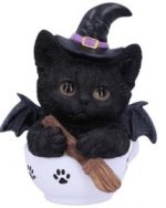 Chat ange petit sorcier dans une tasse de thé boutique ésotérique La Porte des Secrets