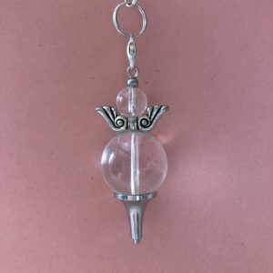 Pendule ange forme rond cristal de roche - boutique ésotérique La Porte des Secrets