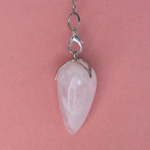 Pendule lotus forme Goutte en Quartz Rose-lotus 4 cm. Boutique ésotérique La Porte des Secrets