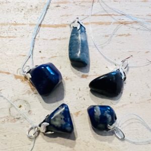 Lapis lazuli afghanistan - pendentif forme libre, argent