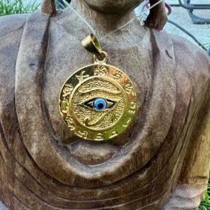 Amulette égyptienne OEIL d'HORUS doré - Oeil en émaux - Boutique ésotérique La Porte des Secrets