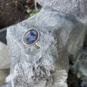 Bague labradorite ovale, sur argent anneau ajustable - Boutique La Porte des Secrets