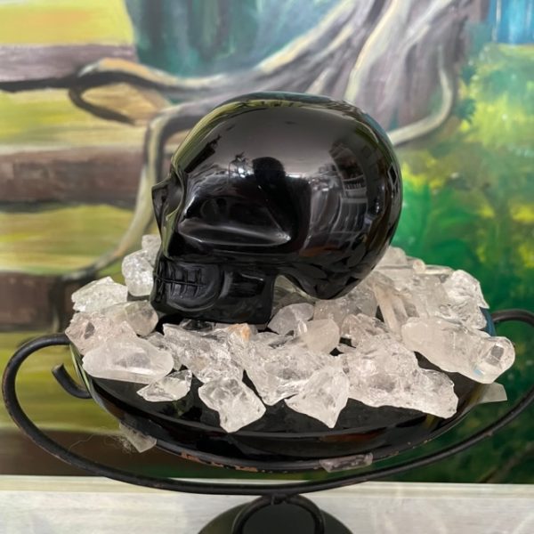 Crâne obsidienne noire fait main Mexique - Boutique La Porte des Secrets