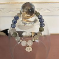 Bracelet signe astrologique du Poisson- en pierres de labradorite, sodalite et quartz rose - Boutique La Porte des Secrets