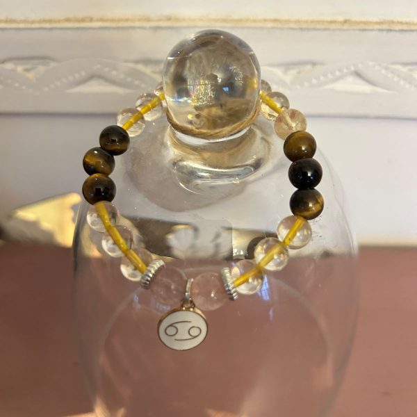 Bracelet signe astrologique du Cancer - Oeil de tigre, Amétrine et Citrine - les signes zodiacale de la Boutique La Porte des Secrets