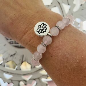 Bracelet Quartz rose et lotus - 8mm