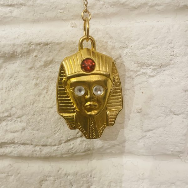 Pendule tête de PHARAON plaqué or - boutique La Porte des Secrets
