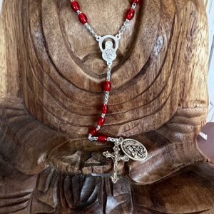 Capelet Sacré Cœur de Jésus 38cm perles rouges 38cm - Boutique La Porte des Secrets