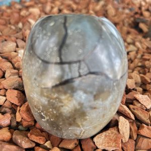 Septaria sauvage cristallisée avec trace de quartz - photo vue face polie - Boutique La Porte des Secrets