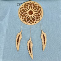 Capteur de rêve (dreamcatcher, dream catcher) en ambre véritable - diamètre 20 cm, hauteur 42 cm. Boutique La Porte des Secrets