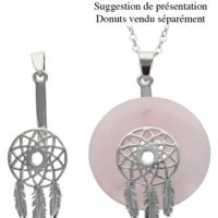 Porte Donut Mini ATTRAPE RÊVE (Dreamcatcher) finition rhodium - Boutique de Lithothérapie La Porte des Secrets