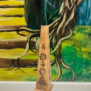 Porte encens tour sculptée en bois - 30cm - Boutique ésotérique La Porte des Secrets