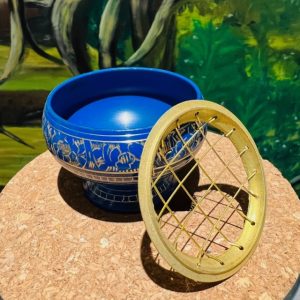 Encensoir brûle encens, en laiton couleur bleu - Boutique ésotérique La Porte des Secrets