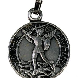 Médaille de protection Archange Michael argenté - 8cm x 4.5cm à porter ou à suspendre - Boutique ésotérique La Porte des Secrets