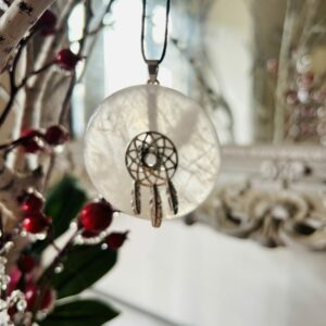 Porte donut attrape rêve pour attache pi chinois finition rodium - Boutique de lithothérapie La Porte des Secrets