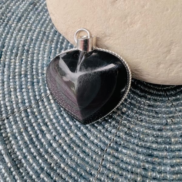 Cœur d'obsidienne OEIL CELESTE en pendentif - Boutique La Porte des Secrets