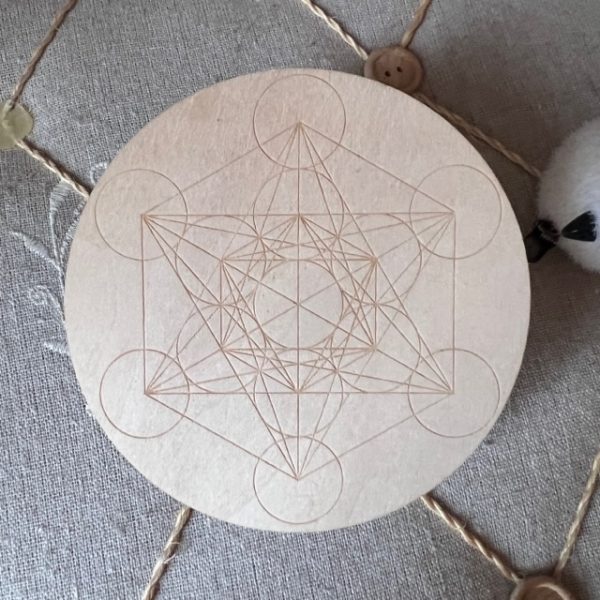 Cube de Métatron, Géométrie sacrée gravée sur bois, 10 cm - Boutique La Porte des Secrets