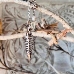 Pendule Spirale en laiton plaqué Chromé 12 gr - Boutique ésotérique La Porte des Secrets