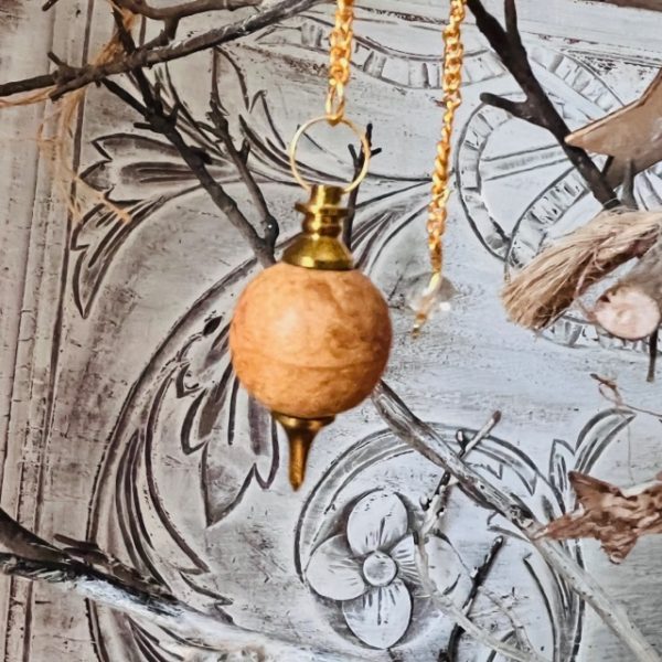 Pendule séphoron en bois de santal métal doré - Boutique ésotérique La Porte des Secrets