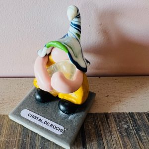 Gnome Gardien des Pierres - Quartz Cristal de roche - Hauteur 7cm - Boutique La Porte des Secrets