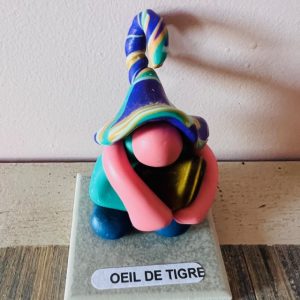 Gnome Gardien des Pierres - pierre Oeil de tigre - hauteur 7cm - Boutique de lithothérapie La Porte des Secrets