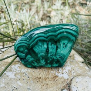 Malachite forme libre qualité extra, Congo - H6cm x L8.5cm épaisseur 4cm - Boutique pierres et minéraux La Porte des Secrets