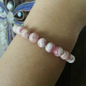 Bracelet de Rhodochrosite extra d'Argentine, perles 8mm avec perle argent 925 - Boutique de pierres & minéraux La Porte des Secrets