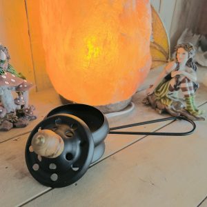 Brûle-encens en fer noir mat, poignée et couvercle, 7.5 cm - Boutique La Porte des Secrets