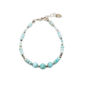 Bracelet Larimar et Argent rhodié - bracelet Best of larimar Blue Stone - Boutique de minéraux La Porte des Secrets