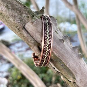 Bracelet jonc cuivre magnétique torsadé laiton boutique La Porte des Secrets