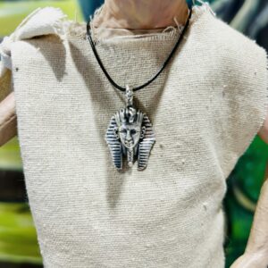Pendentif égyptien Pharaon en argent massif 925 avec cordon fermoir - Boutique La Porte des Secrets