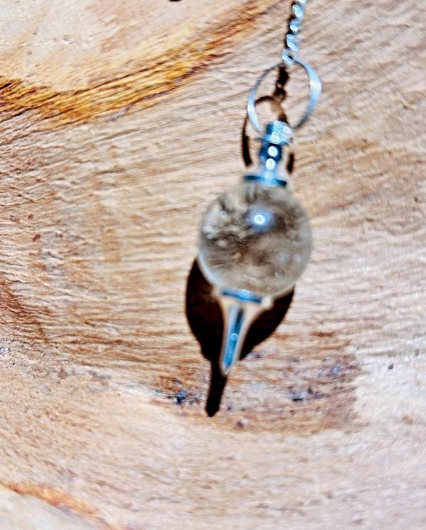 Pendule sphère Cristal de roche métal argenté - forme séphoron hauteur 3.5cm - Boutique ésotérique La Porte des Secrets