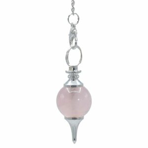 Pendule Quartz Rose Sphère avec Chaîne Argentée – Radiesthésie et Énergie - Boutique ésotérique La Porte des Secrets