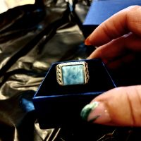 Chevalière Larimar extra sur argent model exclusif Blue Stone - Boutique La Porte des Secrets