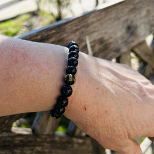 Bracelet Feng Shui ou Karma obsidienne noire 8mm - Boutique La Porte des Secrets