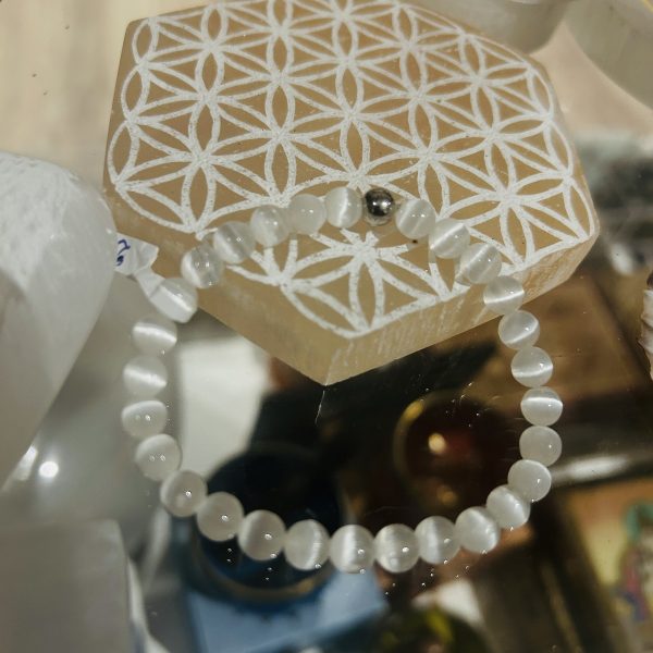 Bracelet de Sélénite du Maroc perles 6mm - Boutique La Porte des Secrets