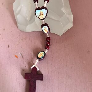 Chapelet cœurs unis Jésus et Marie perles bois et perles photos résine boutique ésotérique La Porte des Secrets