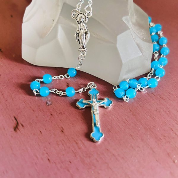 Chapelet Vierge Miraculeuse en perles bleues boutique ésotérique La Porte des Secrets