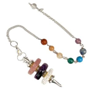 Pendule triangle d'or chaine 7 chakras 1.5x1.5cm, 10 gr boutique La Porte des Secrets