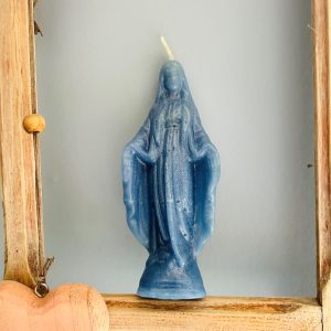 Bougie bleue de la Vierge Marie Miraculeuse - Bougie spirituelle pour invocation à Marie - Boutique ésotérique La Porte des Secrets