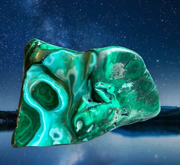 Malachite chrysocolle forme libre Congo 458 gr Boutique La Porte des Secrets