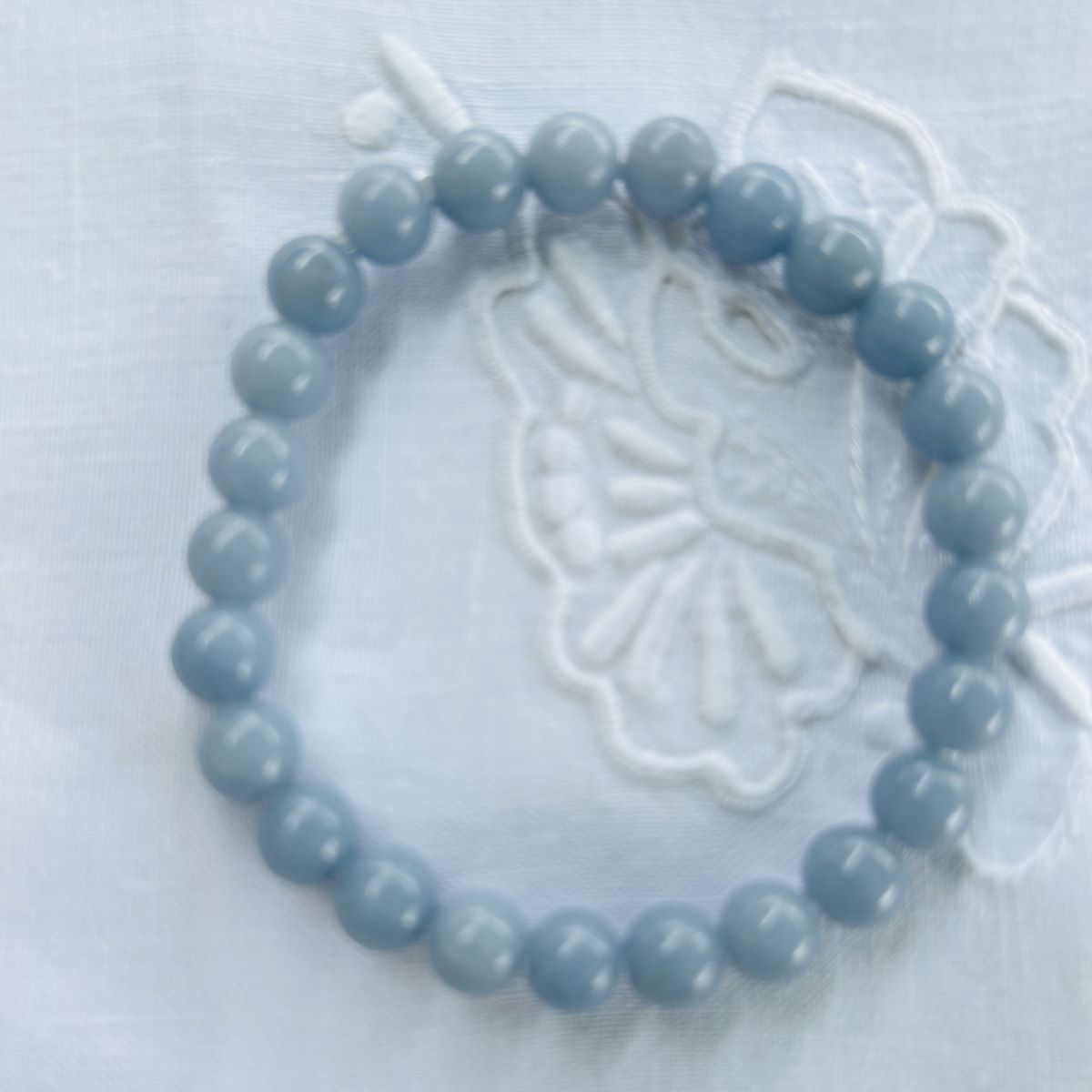 Bracelet élégant en pierres précieuses d'angélite - Perles de 8