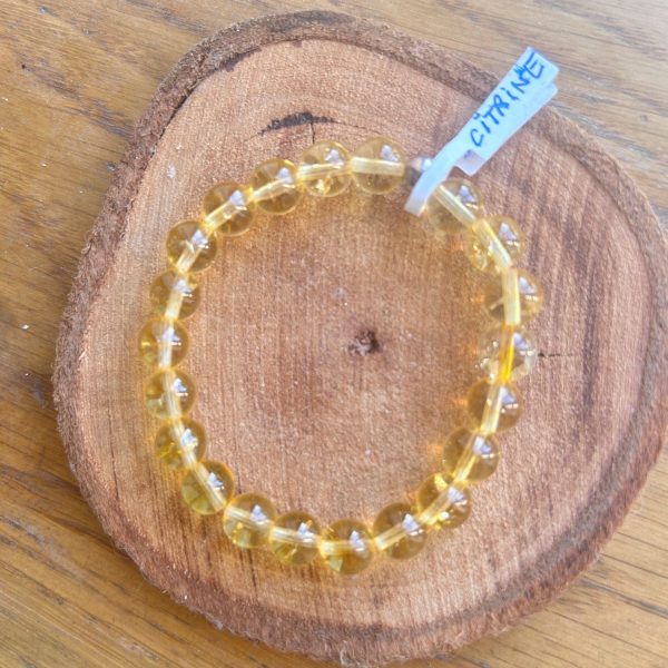 Bracelet Citrine naturelle perles 8mm boutique La Porte des Secrets